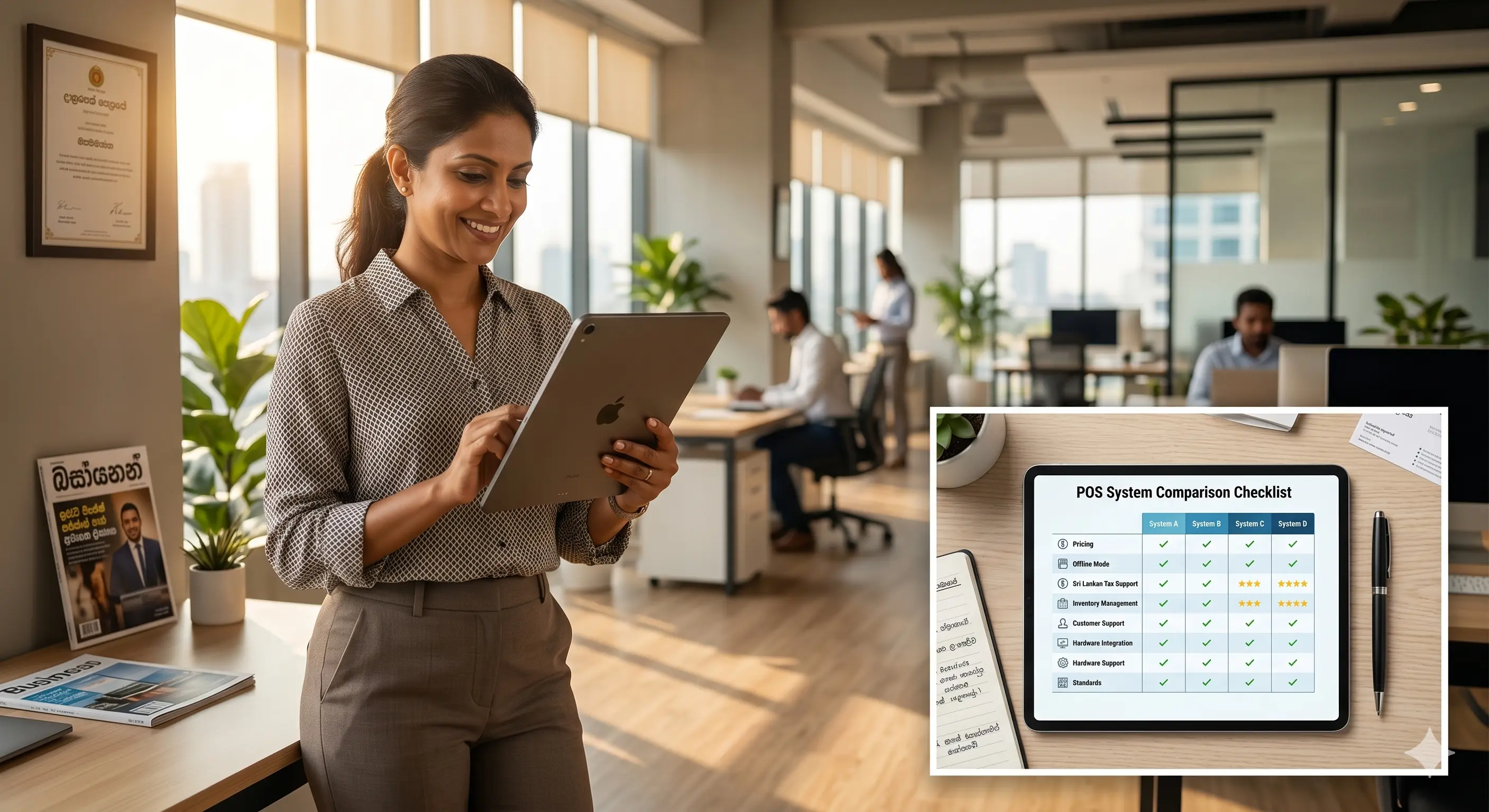 Business owner using a POS system checklist to choose the best system for their business