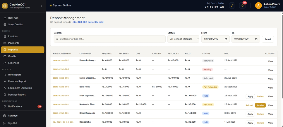 Deposit Management