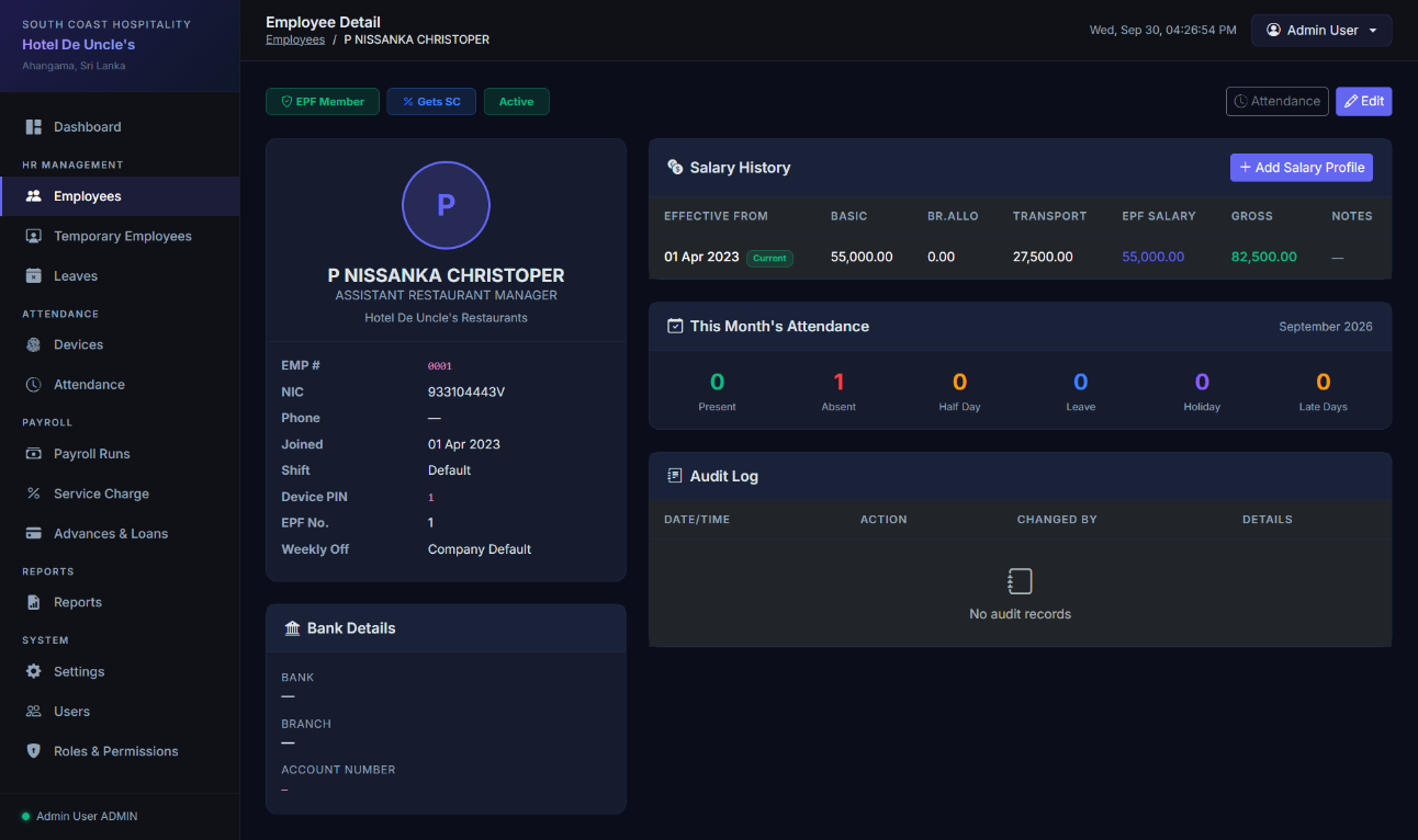 Employee Master Database and Profile Management