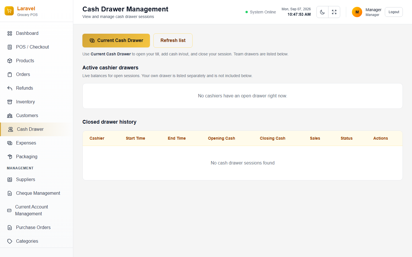 Cash Drawer Management