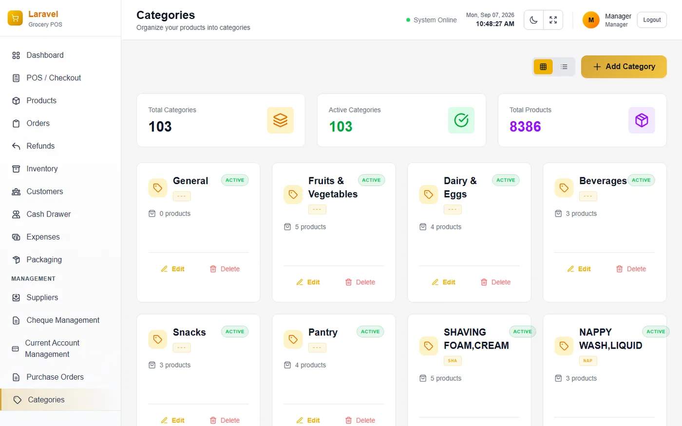 Category Hierarchy & Sales Invoices