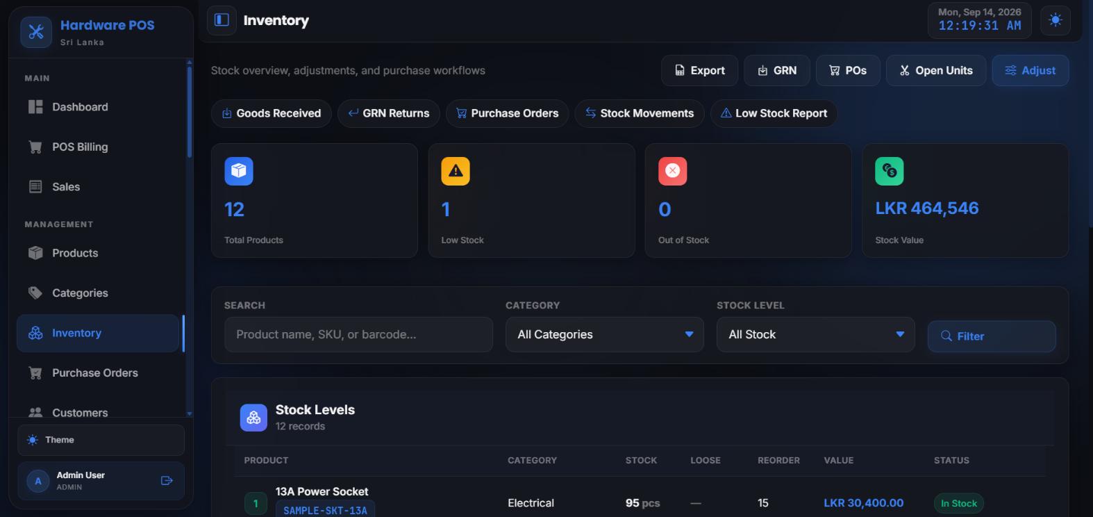 Inventory Control & GRN Workflows