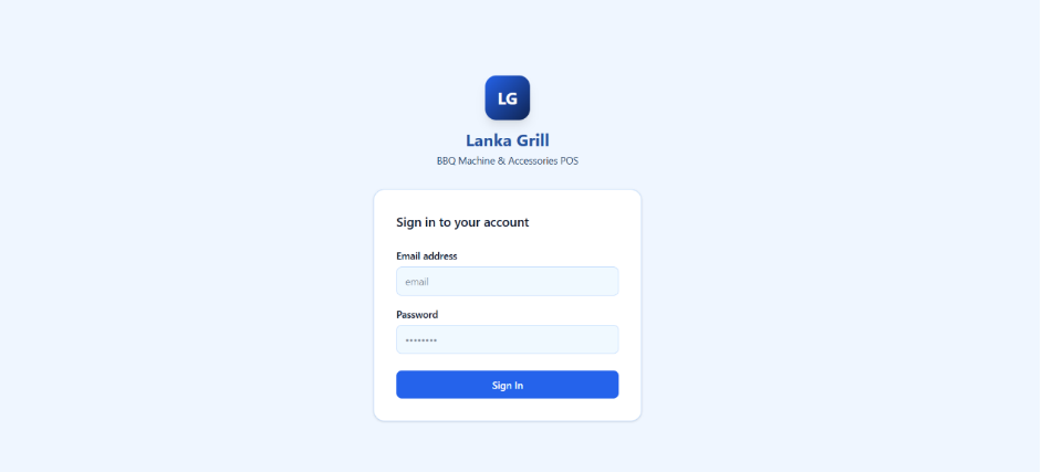 Lanka Grill POS Login