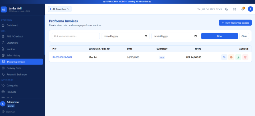 Proforma Invoices