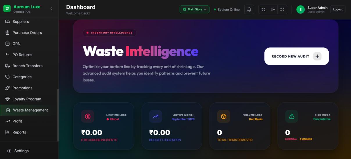 Waste Intelligence Dashboard for Loss Prevention and Shrinkage Tracking