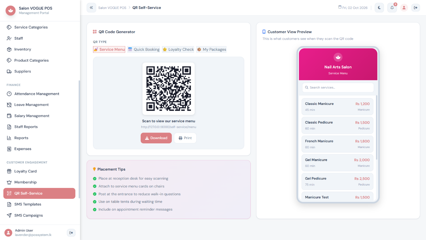 SMS Marketing & Customer QR Kiosk